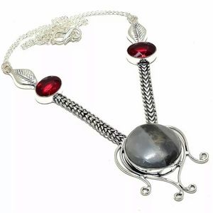 Bumble Bee Jasper, Garnet 925 Sterling Silver